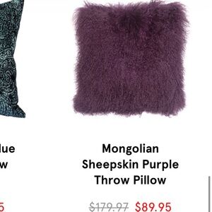 Pillow Decor Luxe Mongolian Sheepskin Purple Throw Pillow 18x18